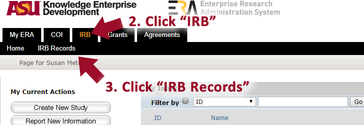 Click IRB records